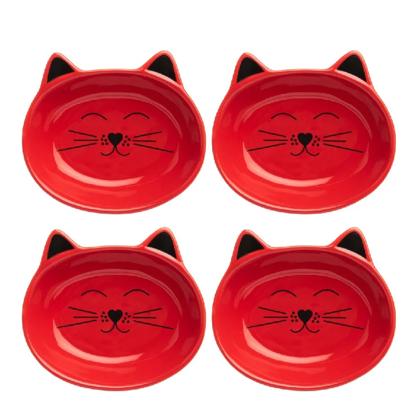 OSCAR CAT DISH SET OF 4 - RED