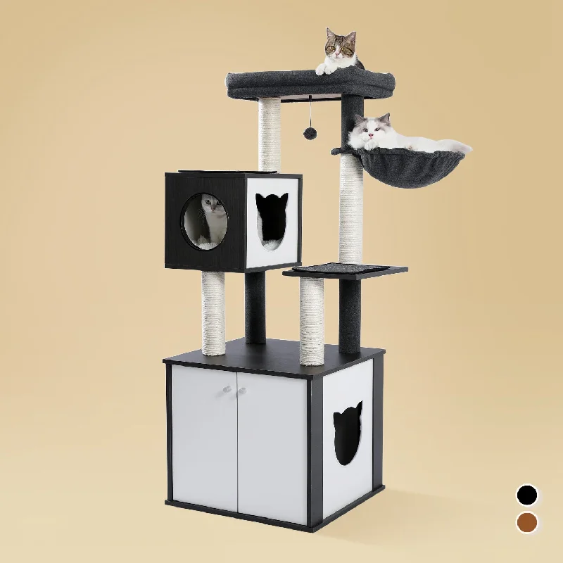 PAWZ Road 59’’ All-in-One High-Grade Wood Large Closet Modern Cat Tower