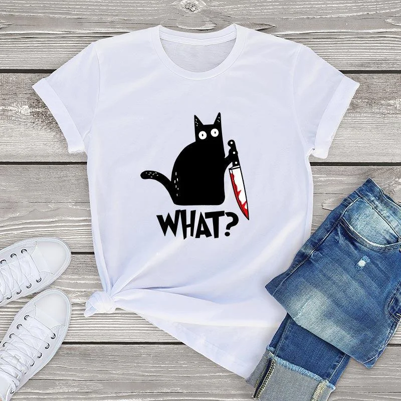 Black Cat What? Tee