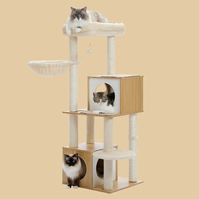 PAWZ Road 51-Inch Wrapped Sisal Wooden Large Cat Tree House