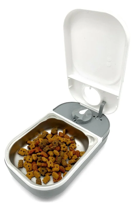 One-Meal Automatic Pet Feeder with Stainless Steel Bowl Inserts (C100)