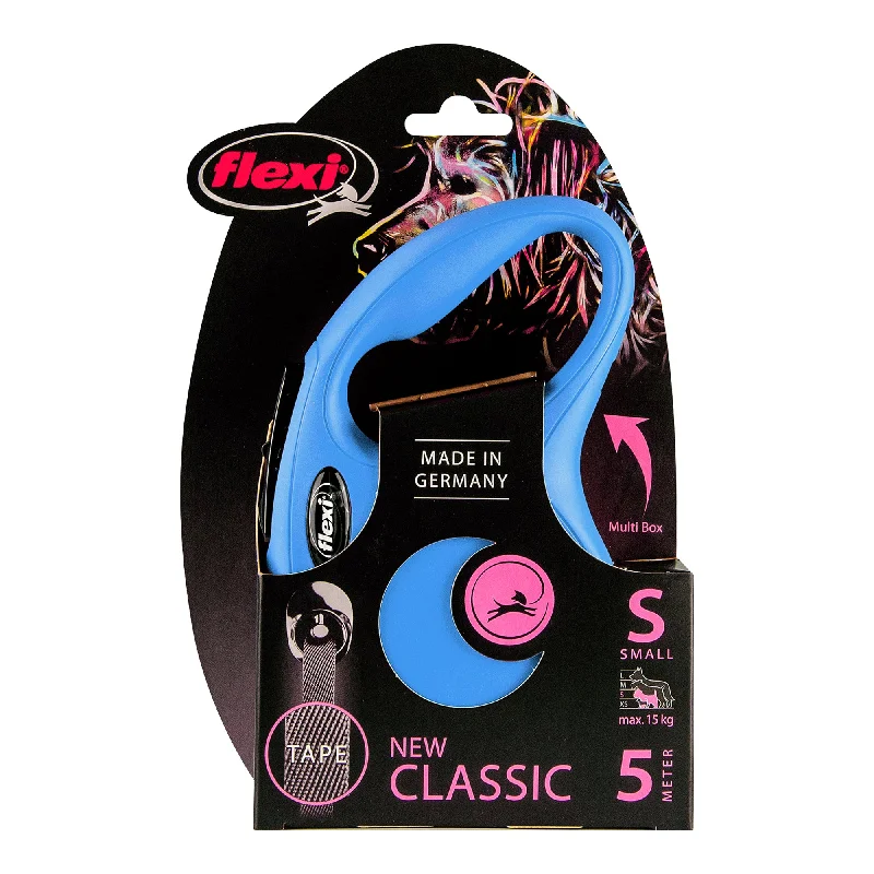 Flexi - New Classic Retractable Tape Lead for Small Dog Blue (5m)