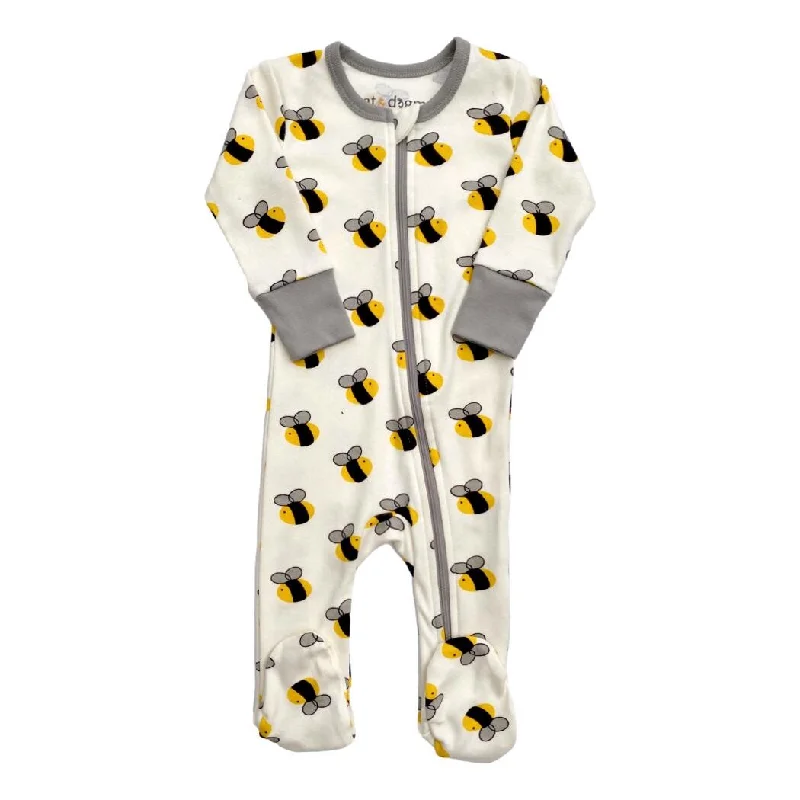 Organic Cotton Zippy Footed - Bee