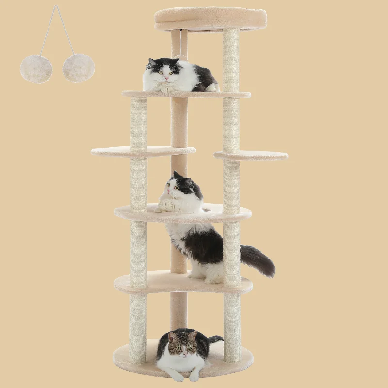 PAWZ Road 61-Inch 6-Levels Overlook Upgrade Multi-level Large Cat Tree