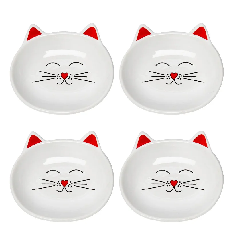 OSCAR CAT DISH SET OF 4 - WHITE