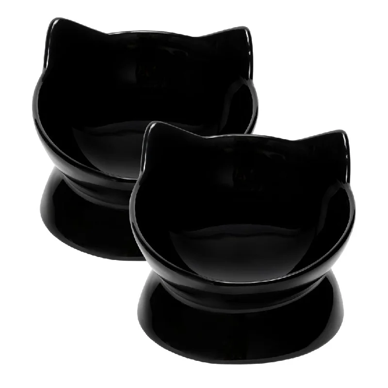 OSCAR TILT CAT DISH BLACK 2 PIECE SET