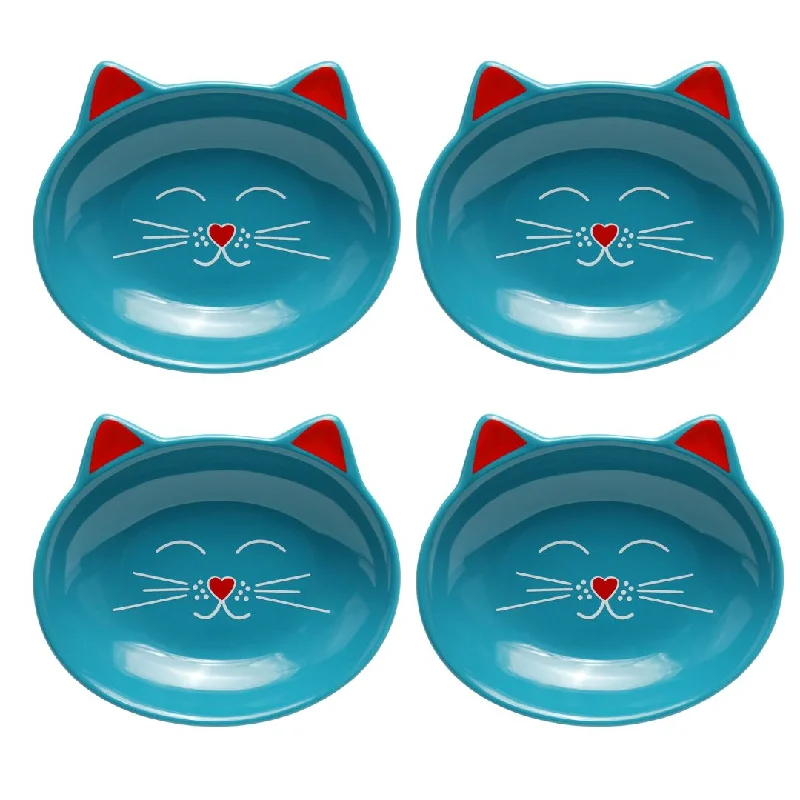 OSCAR CAT DISH SET OF 4 - BLUE