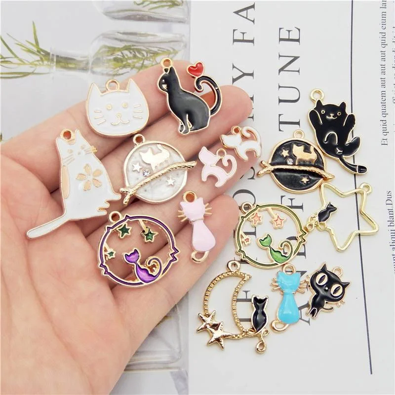 So Kawaii! Enamel Cat Charms (Set of 15)