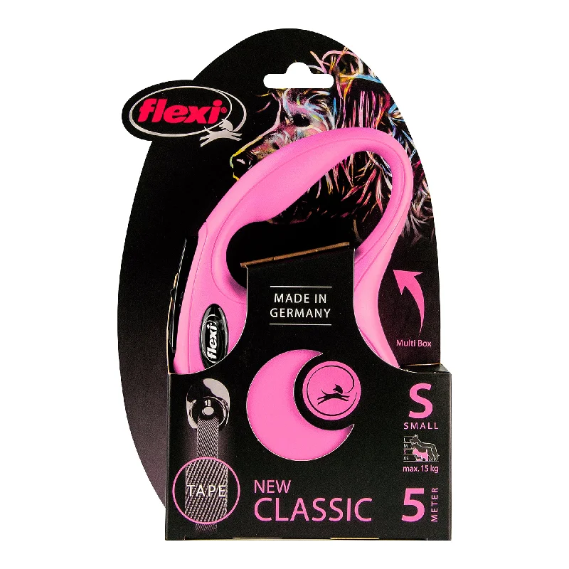 Flexi - New Classic Retractable Tape Lead for Small Dog Pink (5m)