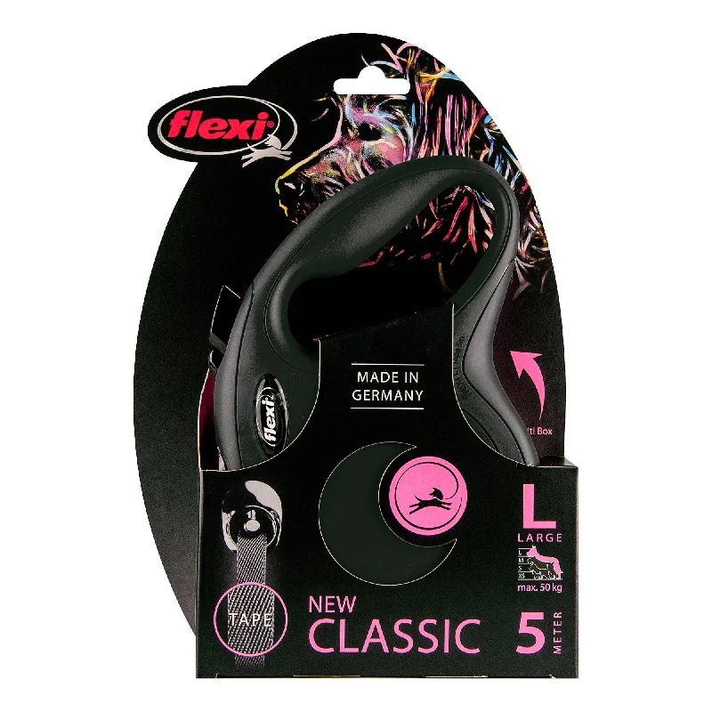 Flexi - New Classic Retractable Tape Lead for Large Dog Black (5m)