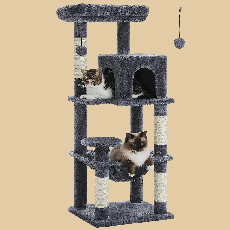 PAWZ Road 45.7" Multi-Level Indoor Cat Climbing Tree(Grey,Beige,Dark Grey)