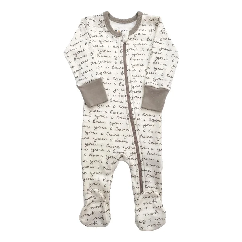 Organic Cotton Zippy Footed - I Love You