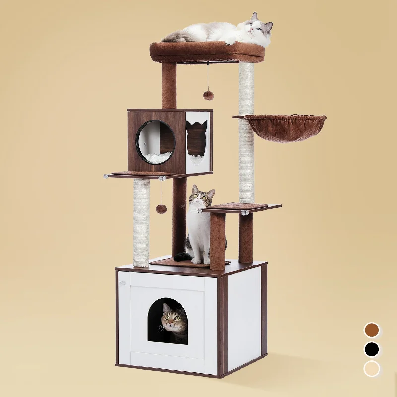 Pawz Road Deluxe Condos Wooden Brown Cat Tower