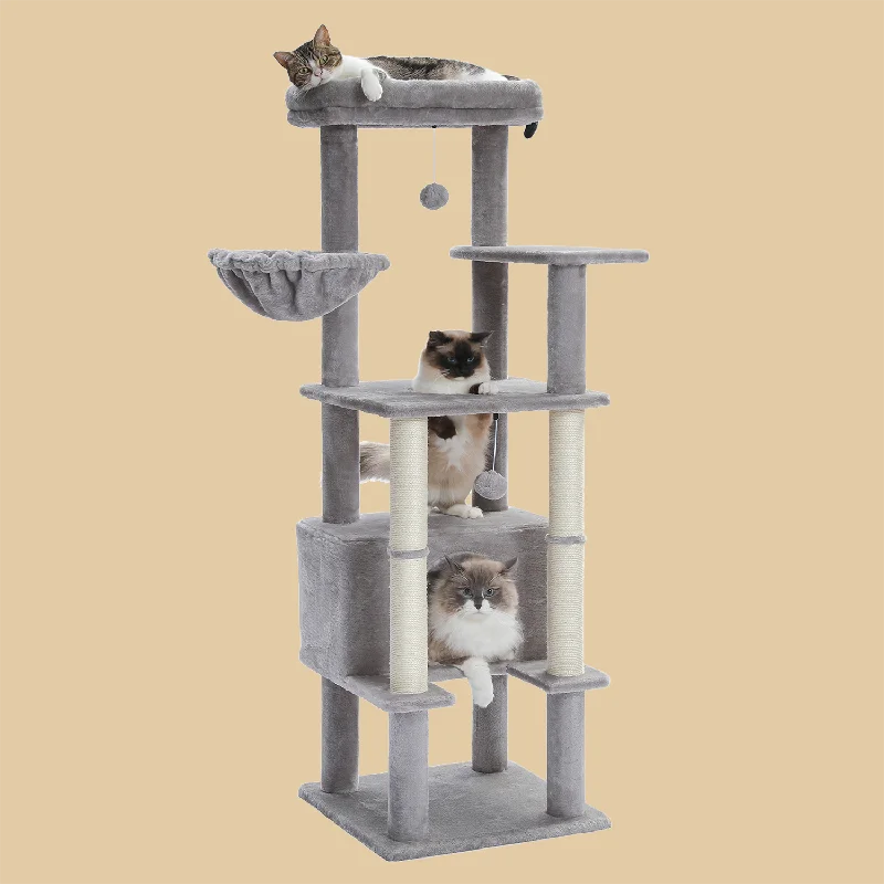 PAWZ Road 55" Plush Sisal Scratching Posts Indoor Cat Tree