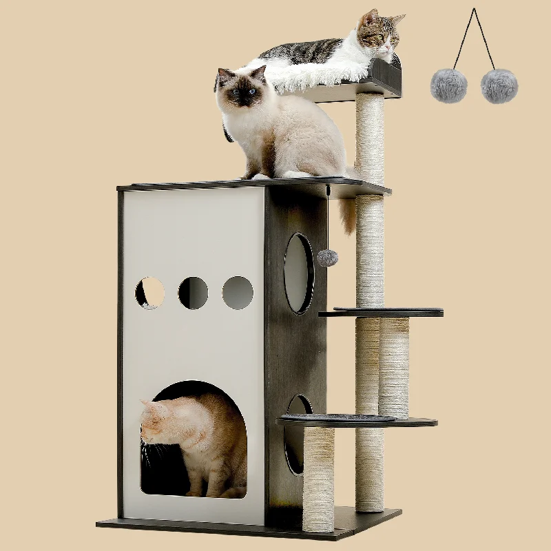 PAWZ Road Wooden Black Luxury Cloudy Cat Tree