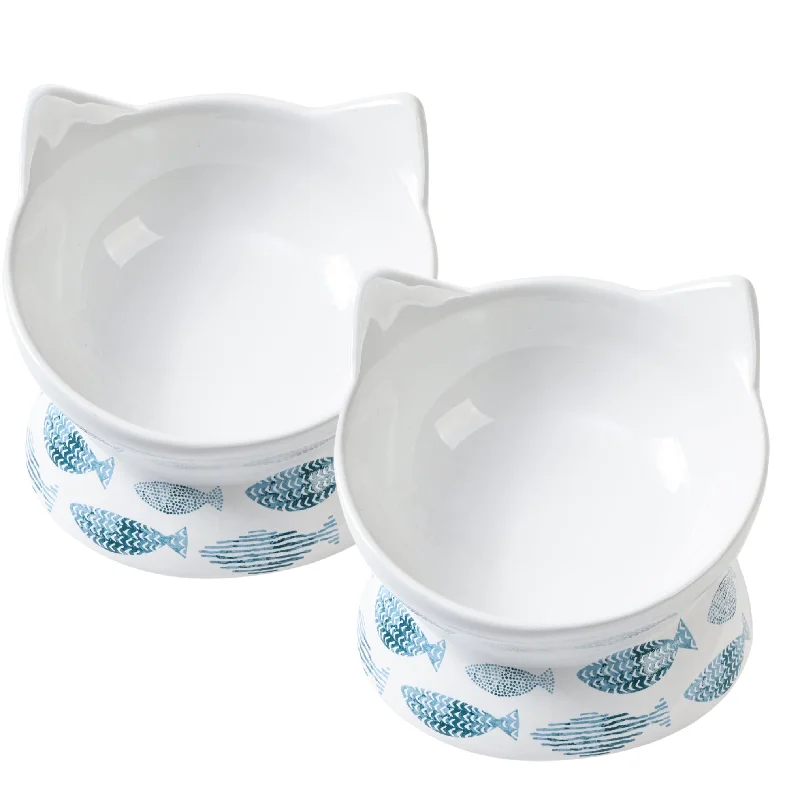 OSCAR TILT CAT BOWL SET OF TWO - FISH