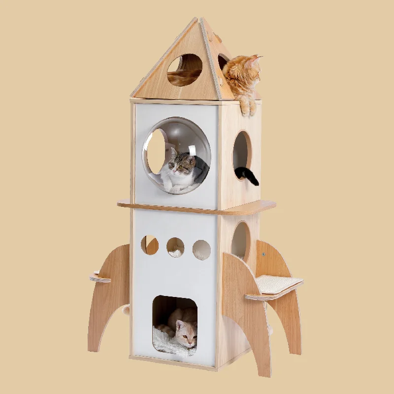 Pawz Road Rocket Shape Wooden Luxury Cat Tower