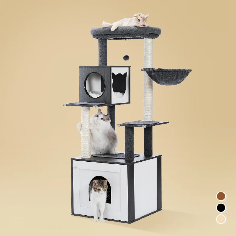 Pawz Road Deluxe Condos Wooden Black Cat Tower