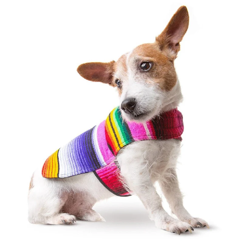 Dog Poncho From Mexican Serape Blanket - Pink