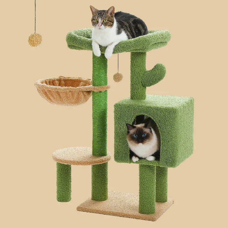 PAWZ Road Large Padded Perch Cute Comfy Cactus 35.4" Cat Tree