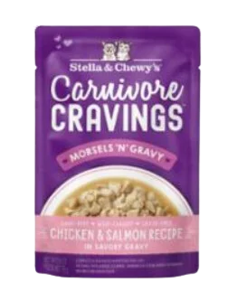 Stella & Chewy's Wet Cat Food Carnivore Cravings Morsels N' Gravy Chicken & Salmon 2.8oz Pouch Single