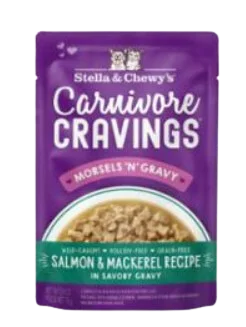 Stella & Chewy's Wet Cat Food Carnivore Cravings Morsels N' Gravy Salmon & Mackerel 2.8oz Pouch Single