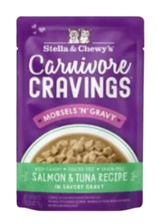 Stella & Chewy's Wet Cat Food Carnivore Cravings Morsels N' Gravy Salmon & Tuna 2.8oz Pouch Single