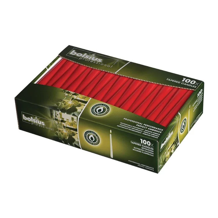 Bolsius Professional Tapered Candles 10" Red 100's