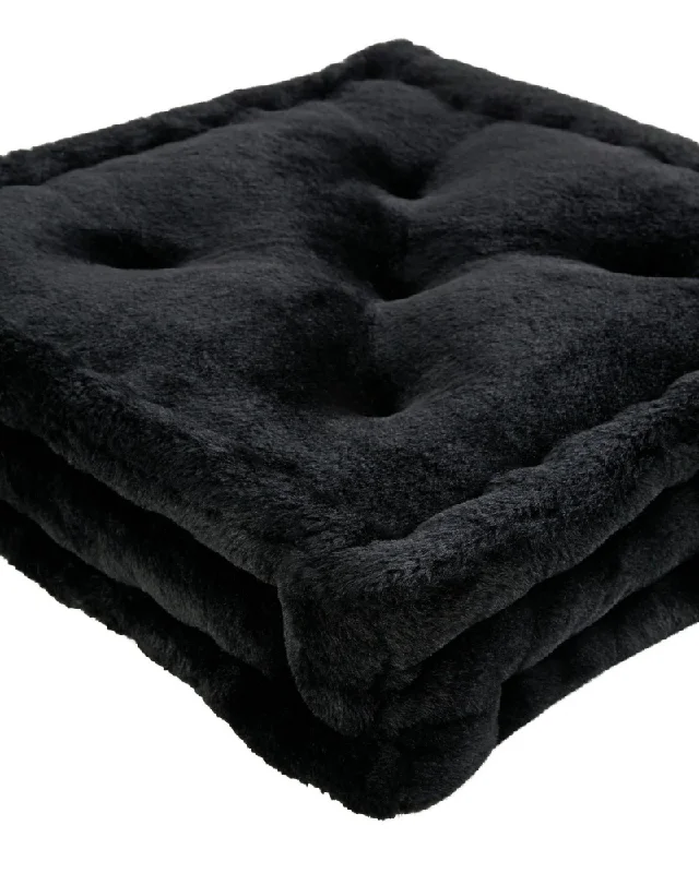 Claudia Faux Fur Mini Dog Floor Cushion in Black