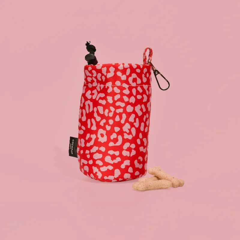 Drawstring Treat Pouch - Red & Pink Leopard