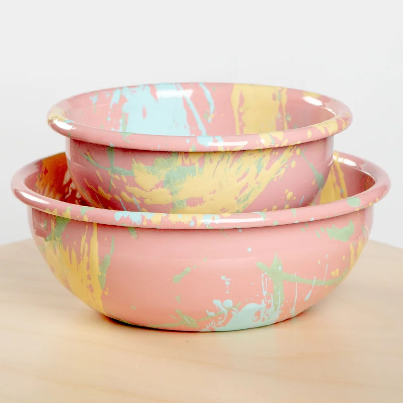 Enamel Dog Bowl in Pink Splatter (FINAL SALE)