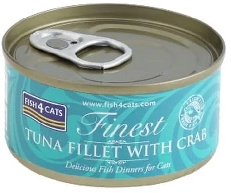 FISH4CATS Finest Conservă pentru pisici, cu file de Ton şi Crab 70g