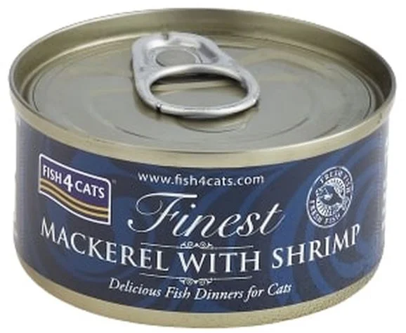 FISH4CATS Finest Conservă pentru pisici, cu Macrou şi Creveţi 70g