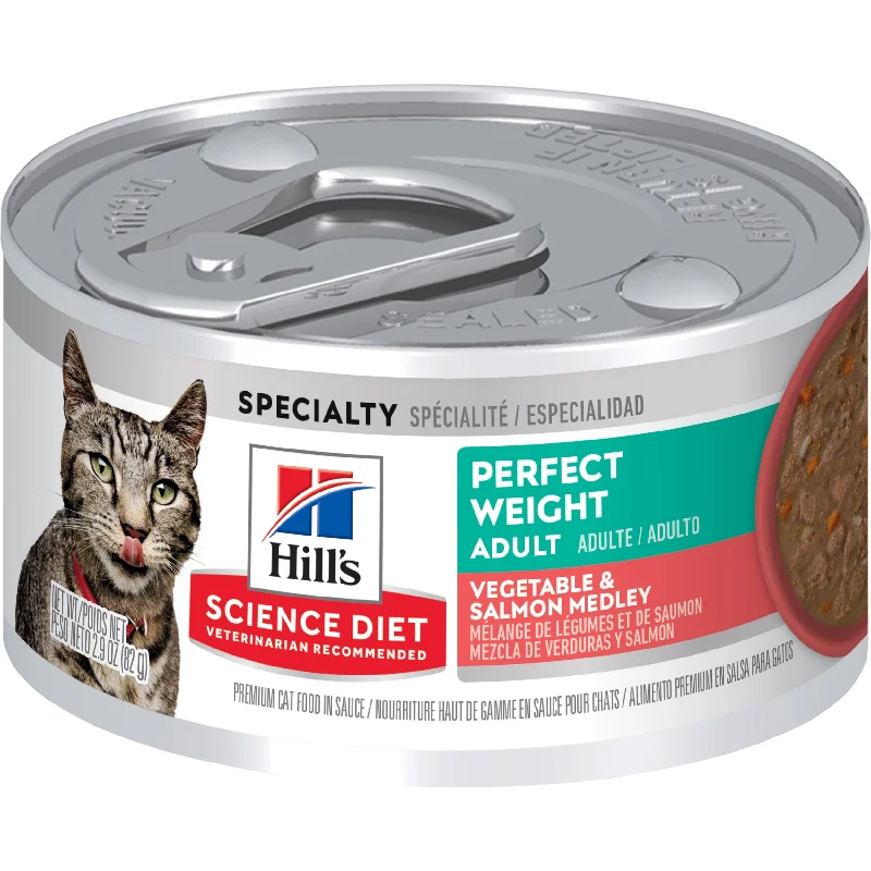 Hills Science Diet Cat Adult Perfect Weight Veg Salmon Medley Canned Cat Food 82g