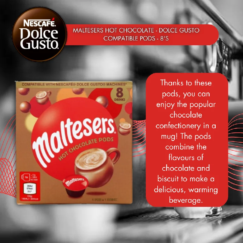 Maltesers Hot Chocolate - Dolce Gusto Compatible Pods - 8's