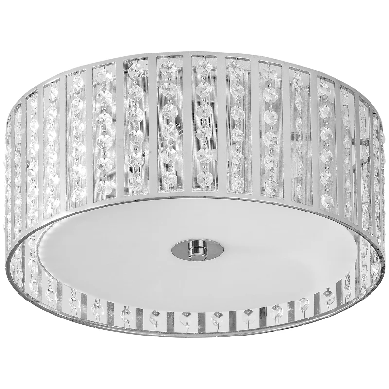 Modern K9 Crystal Chandelier Ceiling Light with Double Layer Lampshade