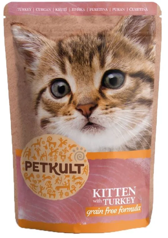 PETKULT Plic pentru KITTEN, Curcan 100g