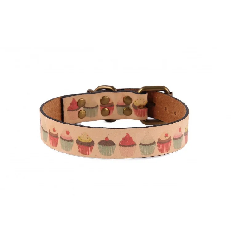 Petuky - Leather Cupcake Design Collar