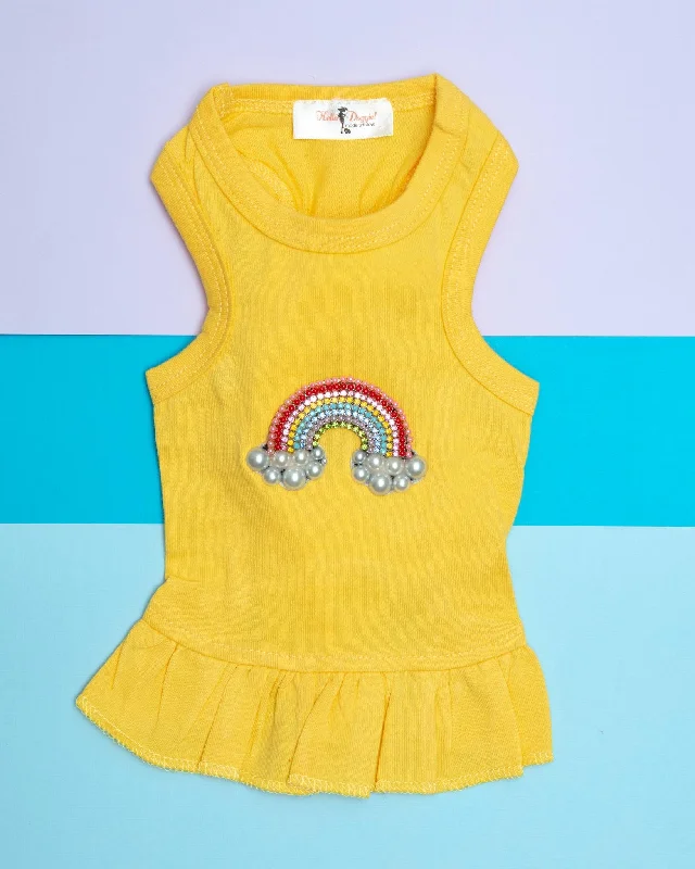 Rainbow Dog Dress in Yellow (CLEARANCE)