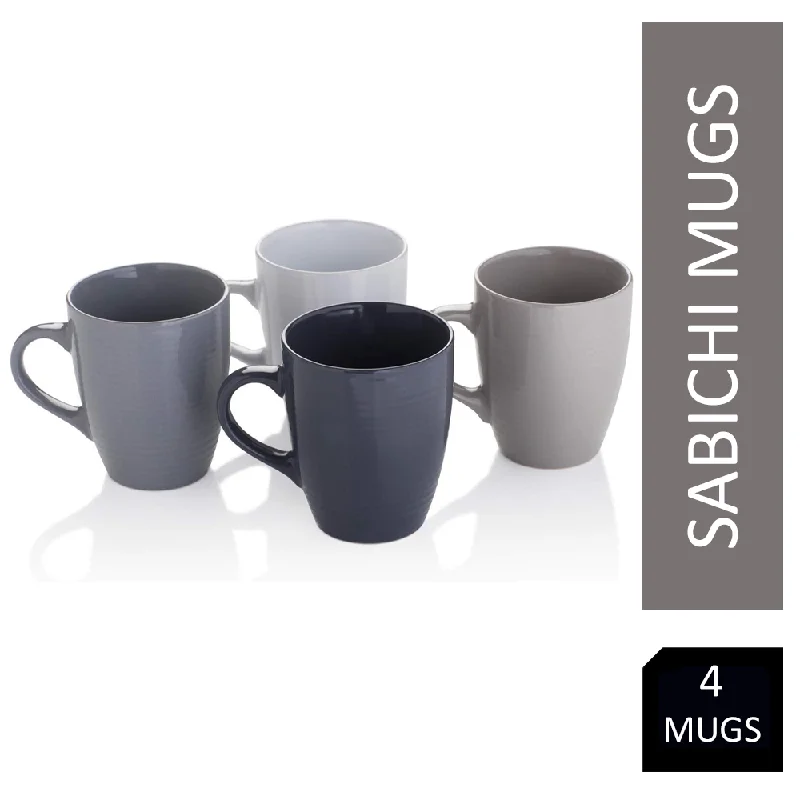 Sabichi Grey Mug Set of 4 x13oz Capacity - Stoneware Mugs