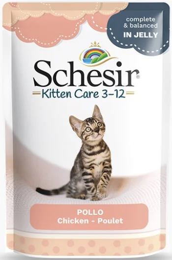 SCHESIR KITTEN Care 3-12 Plic pentru pisicuţe, cu Pui 85g