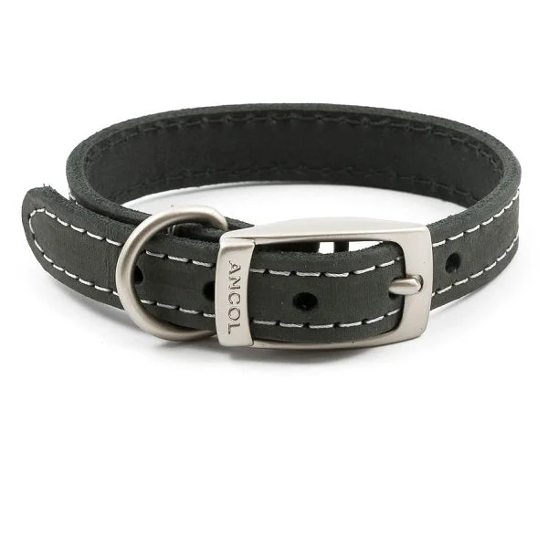 Ancol - Timberwolf Leather Collar - Gray - 20-26cm (Size 1)