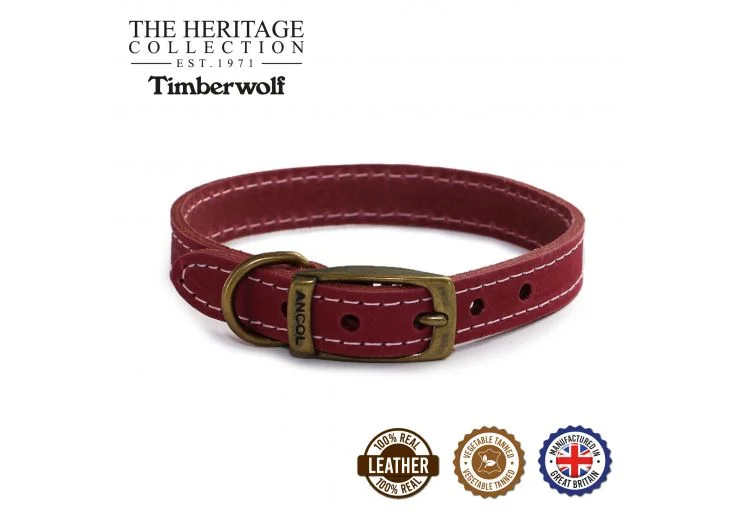 Ancol - Timberwolf Leather Collar - Pink - Size 6 (45-54cm)