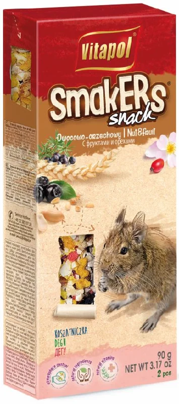 VITAPOL Smakers Snacks pentru degu Fructe, Alune, petale Trandafir, 2bucăţi, 90g