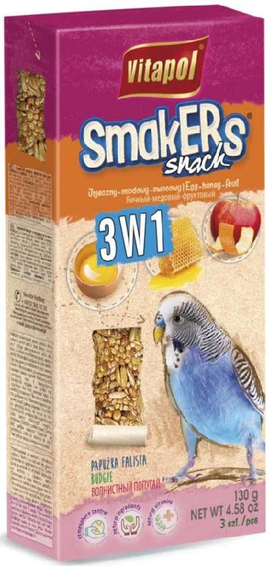 VITAPOL Smakers Snacks pentru peruşi Mix 3-în-1 (ou, fructe, miere) 130g