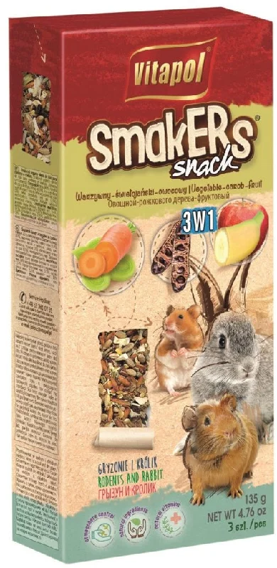 VITAPOL Smakers Snacks pt rozătoare MIX 3-în-1 Legume, Roşcove, Fructe 135g