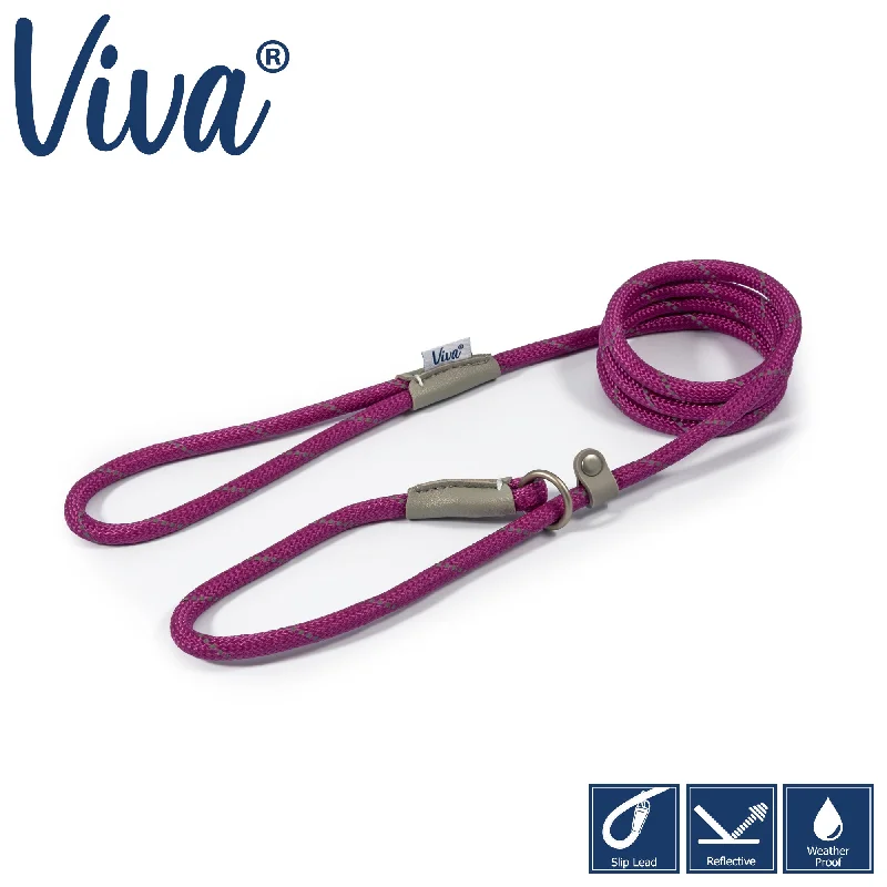 Ancol - Viva Nylon Reflective Rope Slip Lead - Purple - 120cm x 12mm (max 50kg)